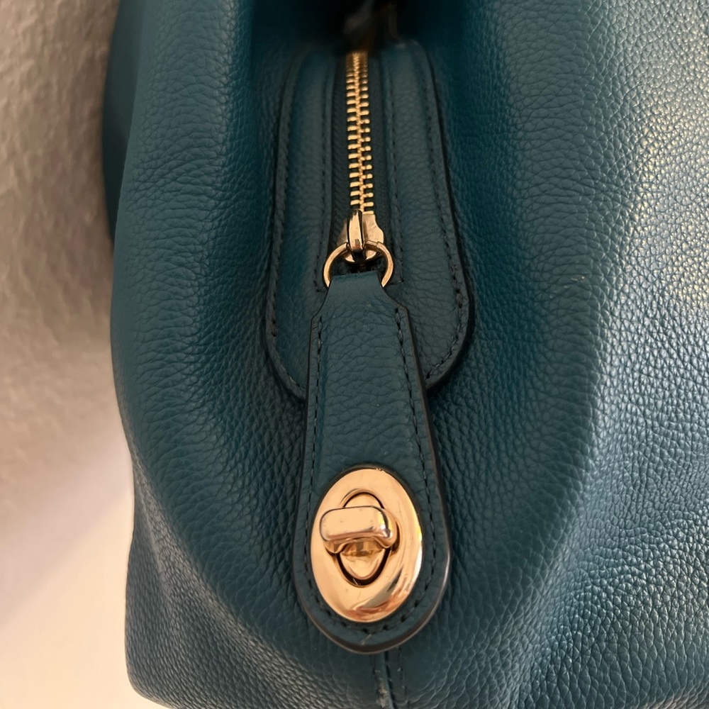 Coach Beautiful Blue Leather Tote Bag With Matching Long Wallet Nwot - Picture 6 of 16